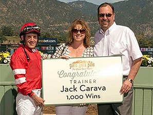 Trainer Jack Carava celebrates win number 1,000.