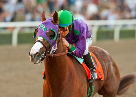 California Chrome and jockey Victor Espinoza capture the $250,000 California Cup Derby at Santa Anita Park in Arcadia California.