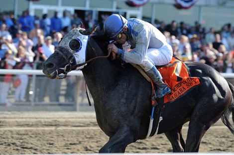 Sahara Sky and equestrian Joel Rosario win the 2013 Metropolitan Handicap aka the Met Mile at Belmont Park.