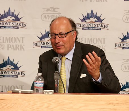 Trainer Christophe Clement at the 2014 Belmont Stakes post race press conference.