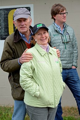 Lovely Maria connections: Brereton C. Jones and his wife, Libby, with son Bret in background. Horses on the track at Churchill Downs on Sun. April 26, 2015, in Louisville, Ky., in preparation for the Kentucky Derby and Kentucky Oaks. Works4_26_15 image538 Photo by Anne M. Eberhardt
