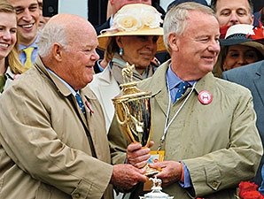 Ogden Mills &quot;Dinny&quot; Phipps and Stuart Janney III celebrating their 2013 Kentucky Derby (gr. I) victory by Orb