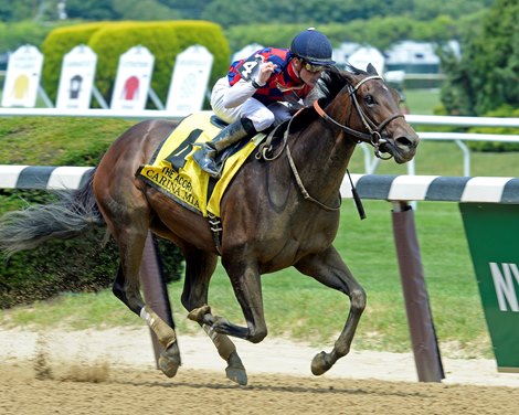 Carina Mia with Julien Leparoux wins the 2016 Acorn Stakes (gr. I).