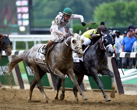 Creator and Destin duel to the finish in 148th running of the Belmont Stakes.    Photo by Skip Dickstein