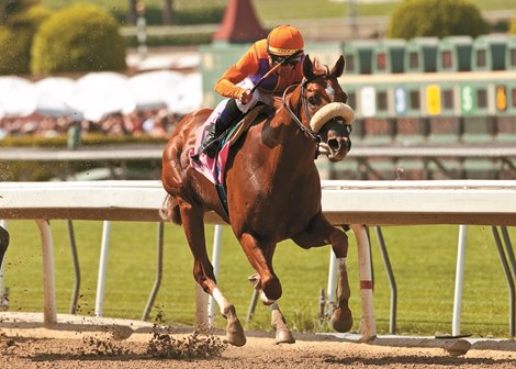 Spendthrift Farm's Jimmy Creed and jockey Garrett Gomez win the Grade II, $150,000 Potrero Grande Stakes, Saturday, April 6, 2013 at Santa Anita Park, Arcadia CA.