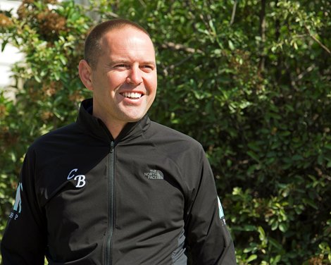 Chad Brown on June 8, 2017 at Belmont in Elmont, New York