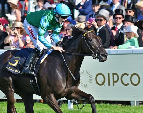 Con Te Partiro wins the Sandringham Handicap at Royal Ascot on June 21, 2017, at Ascot Racecourse.