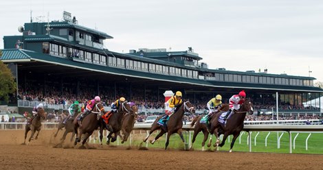 Songbird and jockey Mike Smith win the Breeders&#39; Cup Juvenile Fillies at Keeneland on October 31, 2015.  Photo By: Joseph Rey Au