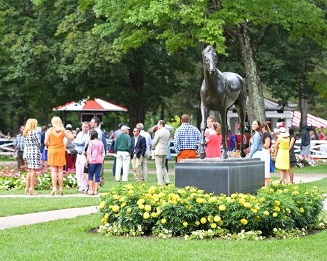 Paddock scene at Saratoga racecourse in Saratoga Springs, N.Y. on Aug. 25, 2017