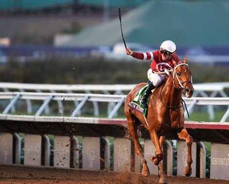 Gun Runner, Florent Geroux up, wins the $6 million Breeders&#39; Cup Classic (G1)