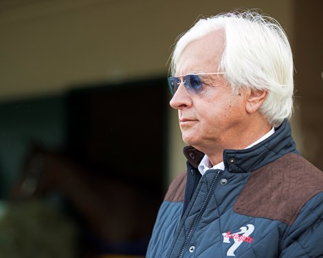 Collected and Arrogate and Bob Baffert at the barn the morning after his Classic win  at Del Mar racetrack on Nov. 5, 2017 Del Mar Thoroughbred Club in Del Mar, CA. 