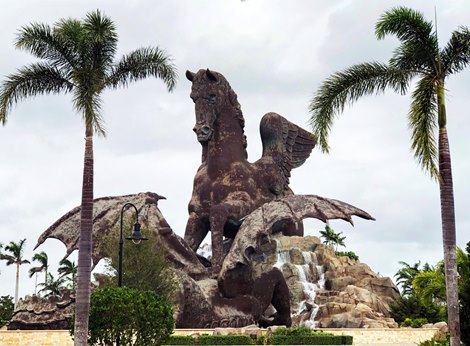 Pegasus statue at Gulfstream Park Jan. 27, 2018 Gulfstream Park in Hallandale Beach, Florida.