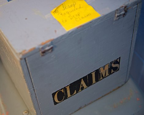 Claims box. Claiming process at the races with Turfway Park claims clerk Allegra Lee March 1, 2018 Turfway Park in Florence, Kentucky.