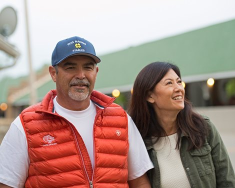 Mr and Mrs. Mick Ruis<br><br />
Morning scenes on May 3, 2018 Churchill Downs in Louisville, Ky.