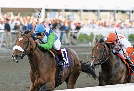 Barbaro #10 with Edgar Prado riding won the $1,000,000 Grade 1 Florida Derby at Gulfstream Park in Hallandale, Florida on Saturday April 1, 2006 over Sharp Humor and Mark Guidry.