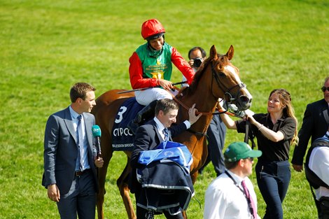 Billesdon Brook and Sean Levey win the Qipco 1000 Guineas at Newmarket. 6/5/2018 <br>
