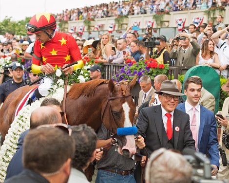 Teo Ah Khing walks Justify with Mike Smith wins the Belmont Stakes (G1)<br>
Morning scenes on  June 9, 2034 Belmont Park in Elmont, New York. 