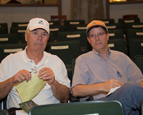 l-r, John Gaspar, and Ed Anthony Hip 2729 colt by Daredevil form No Dress Rehearsal and Baccari Bloodstock brings $230,000 from Shortleaf Farm  Keeneland September Sales from Sept. 7 to Sept. 23, 2018. Sept. 19, 2018 Keeneland in Lexington, Kentucky. 