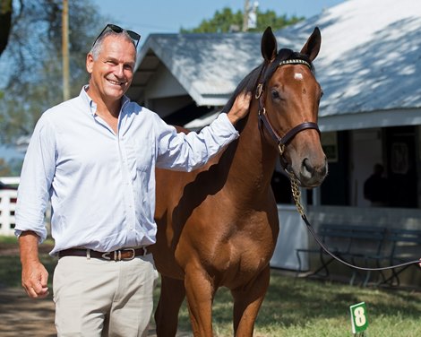 Jim Lawson with Hip 803 at Warrendale Keeneland September Sales from Sept. 7 to Sept. 23, 2018. Sept. 12, 2018 Keeneland in Lexington, Kentucky. Jim Lawson with Hip 803 at Warrendale Keeneland September Sales from Sept. 7 to Sept. 23, 2018. Sept. 12, 2018 Keeneland in Lexington, Kentucky.