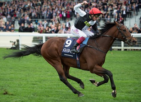 Cracksman (Frankie Dettori) wins the Champion Stakes<br>
Ascot 21.10.17 Pic: Edward Whitaker