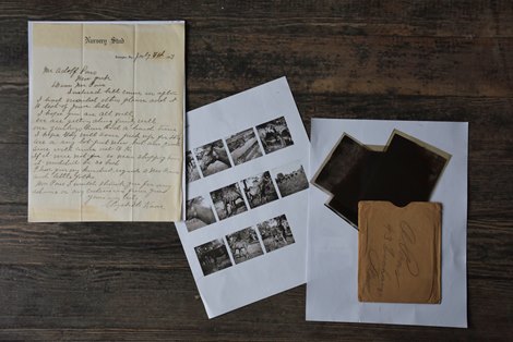 Letter from Elizabeth Kane, negatives from Nursery Place 1917