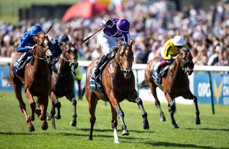 Saxon Warrior (Donnacha O’Brien) wins the 2000 Guineas<br><br />
Newmarket 5.5.18 Pic: Edward Whitaker