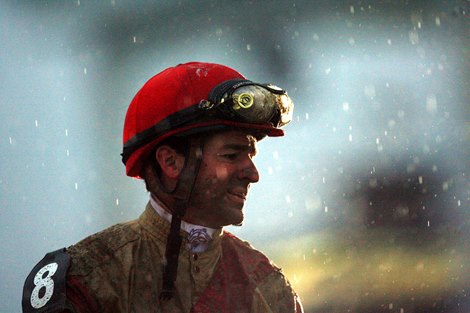 Oct 26, 2007-- Jockey Kent Desormeaux heads to the winners circle on Corinthian after a win in the Breeders&#39; Cup Dirt Mile at Monmouth Park