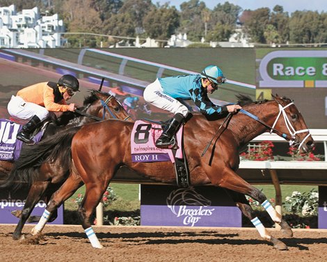 Roy H with Kent Desormeaux wins the Breeders' Cup Sprint at Del Mar on November 4, 2017.