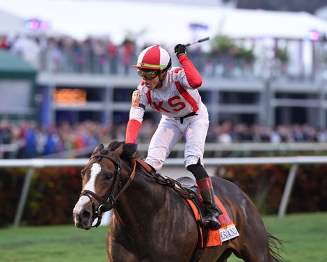Bricks and Mortar wins the 2019 Pegasus World Cup Turf Invitational at Gulfstream Park