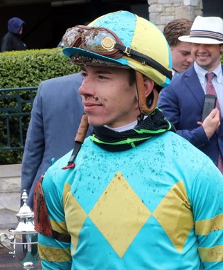 Bigger Picture with Tyler Gaffalione up wins the 2019 Dixiana Elkhorn for owner Three Diamonds Farm (Kirk Wycoff) and trainer Mike Maker, 2019 Keeneland Spring Meet 