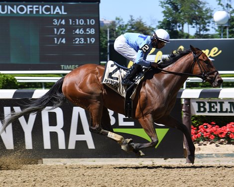 Newly Minted wins the Bouwerie Stakes Monday, May 27, 2019 at Belmont Park