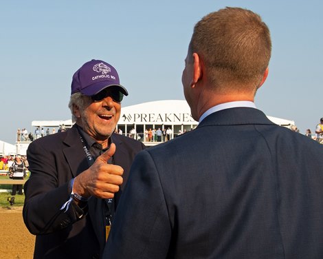 Robert LaPenta, left, with trainer Jonathan Thomas. Catholic Boy with Javier Castellano wins the Dixie Stakes (G3T) at Pimlico Race Course in Baltimore, Md. May 18, 2019 in Baltimore,  Md.