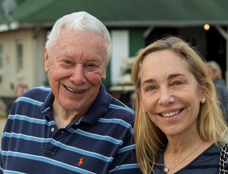 B. Wayne Hughes with wife Patricia at the Keeneland Tent at Churchill Downs Wednesday May 1, 2019 in Louisville, KY.