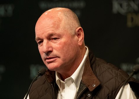 Trainer Richard E. Mandella addresses media concerning the scratch of his Derby horse Omaha Beach today at Churchill Downs on May, 2nd, 2019. 