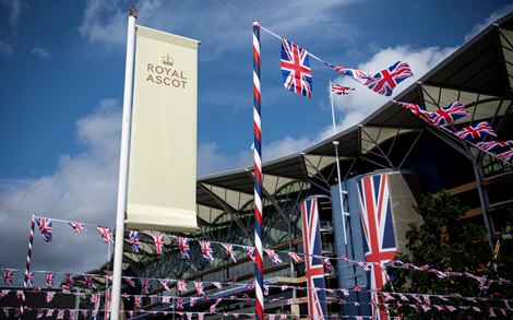 Ascot racecourse is bathed in warm sunlight ahead of the 2019 Royal meeting Ascot 17.6.19