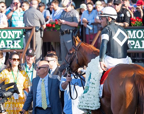Sir Winston on Joel Rosario wins Belmont Stakes (G1) at Belmont on June 8, 2019 in Elmont, NY.  