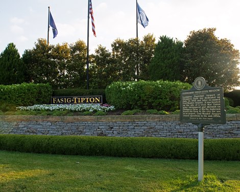 entrance and historical marker<br><br />
Scenes at Fasig-Tipton Kentucky July HORA and Yearling sales on July 6, 2019, on Lexington, Ky.