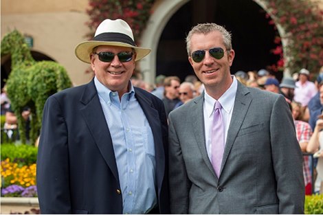 Del Mar Thoroughbred Club executive vice president, racing and industry relations Tom Robbins (L) and racing secretary David Jerkens