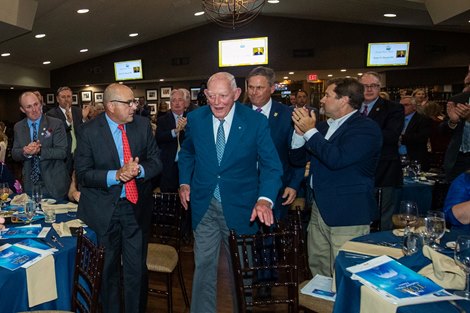 James E. "Ted" Bassett received a standing ovation on the way to receive the TOBA Industry Service Award at the 2019 TOBA National. Awards Dinner at Fasig Tipton on Saturday Sept. 7, 2019  in Lexington, Ky