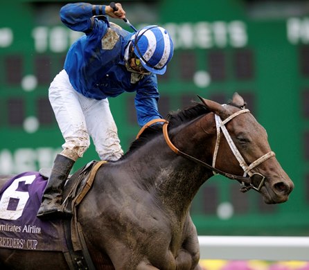Lahudood wins the 2007 Breeders' Cup Filly and Mare Turf