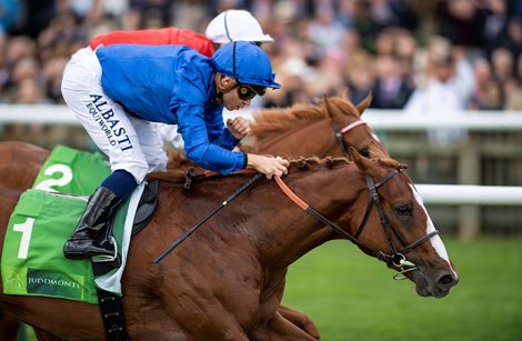 Earthlight (Mickael Barzalona) beats Golden Horde (Adam Kirby) in the Group 1 Middle Park Stakes<br><br />
Newmarket 28.9.19 