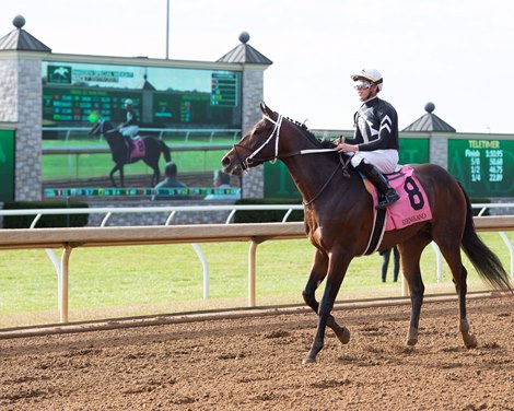 Wayne O after win in Race 7 at Keeneland on Oct. 19, 2019 Keeneland in Lexington, Ky. 