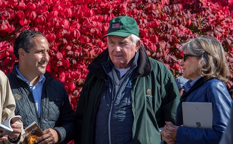 NYTB Director Jeff Cannizzo with Chester Broman and Ann McMahon at the Fasig Tipton Fall Mixed Sale October 15, 2019 in Saratoga Springs, N.Y. 