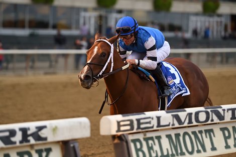 Wicked Whisper wins the 2019 Frizette Stakes at Belmont Park