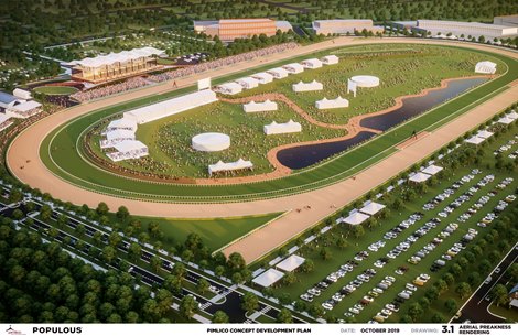 Pimlico Concept Development Plan - October 2019<br><br />
Aerial Preakness Rendering