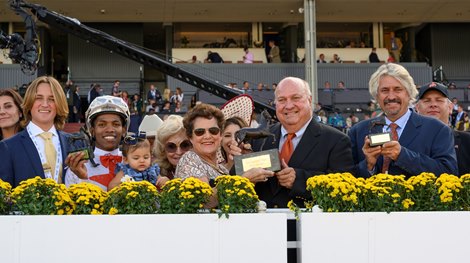Celebration for Mitole with Ricardo Santana Jr. after they won the Sprint at the Breeders&#39; Cup at Santa Anita Park on November 2, 2019 in Arcadia, California