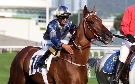 The winning connections celebrate their success.