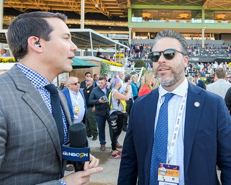 (L-R) Laffit Pincay and Aron Wellman at the Breeders&#39; Cup Juvenile Fillies Turf (G1) on Nov. 7, 2017 Santa Anita in Arcadia, Ca. 