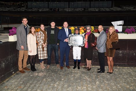 Sadler's Joy wins the 2019 Red Smith Stakes at Aqueduct