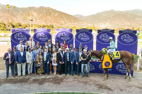 British Idiom and Javier Castellano win the Breeders&#39; Cup Juvenile Fillies (G1) on Nov. 7, 2017 Santa Anita in Arcadia, Ca. 